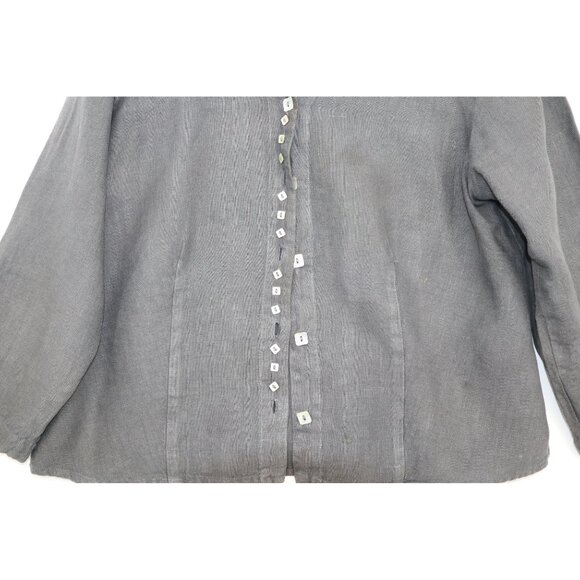 Cut Loose Womens Natural Hand Dyed Button-Down 3/4 Sleeve Linen Shirt XL Office - Picture 5 of 10